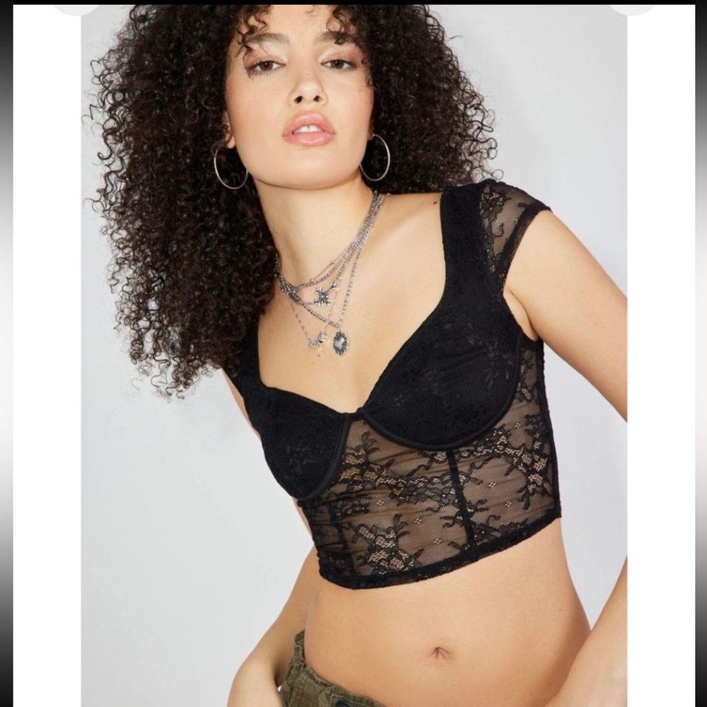 Garage Black Lace Crop Top